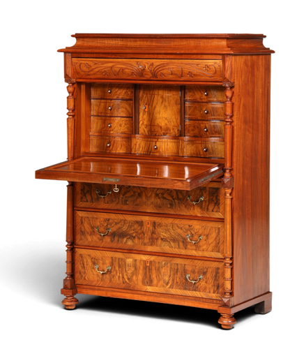 Traumhafter Louis Philippe Sekretär um 1870 Vertiko Nussbaum Highboard Kommode Sekretär Schrank