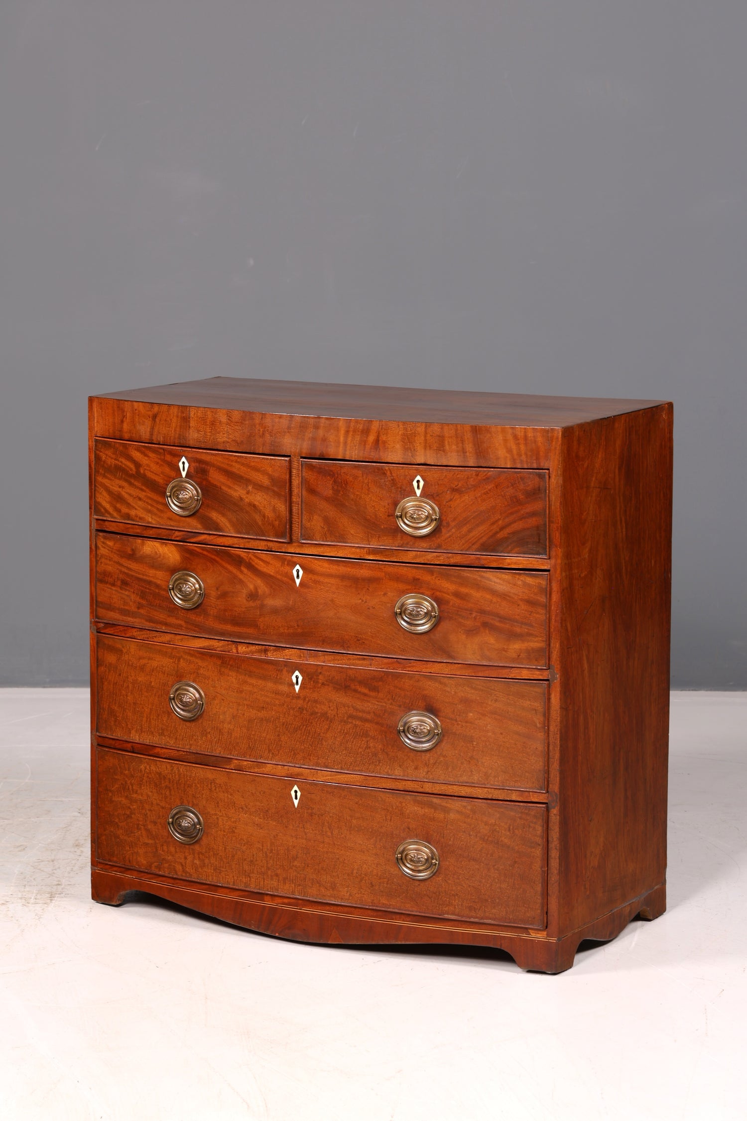 Wunderschöne Englische Kommode Mahagoni Antik Schubladenkommode Bow Front Schrank Sideboard Vintage