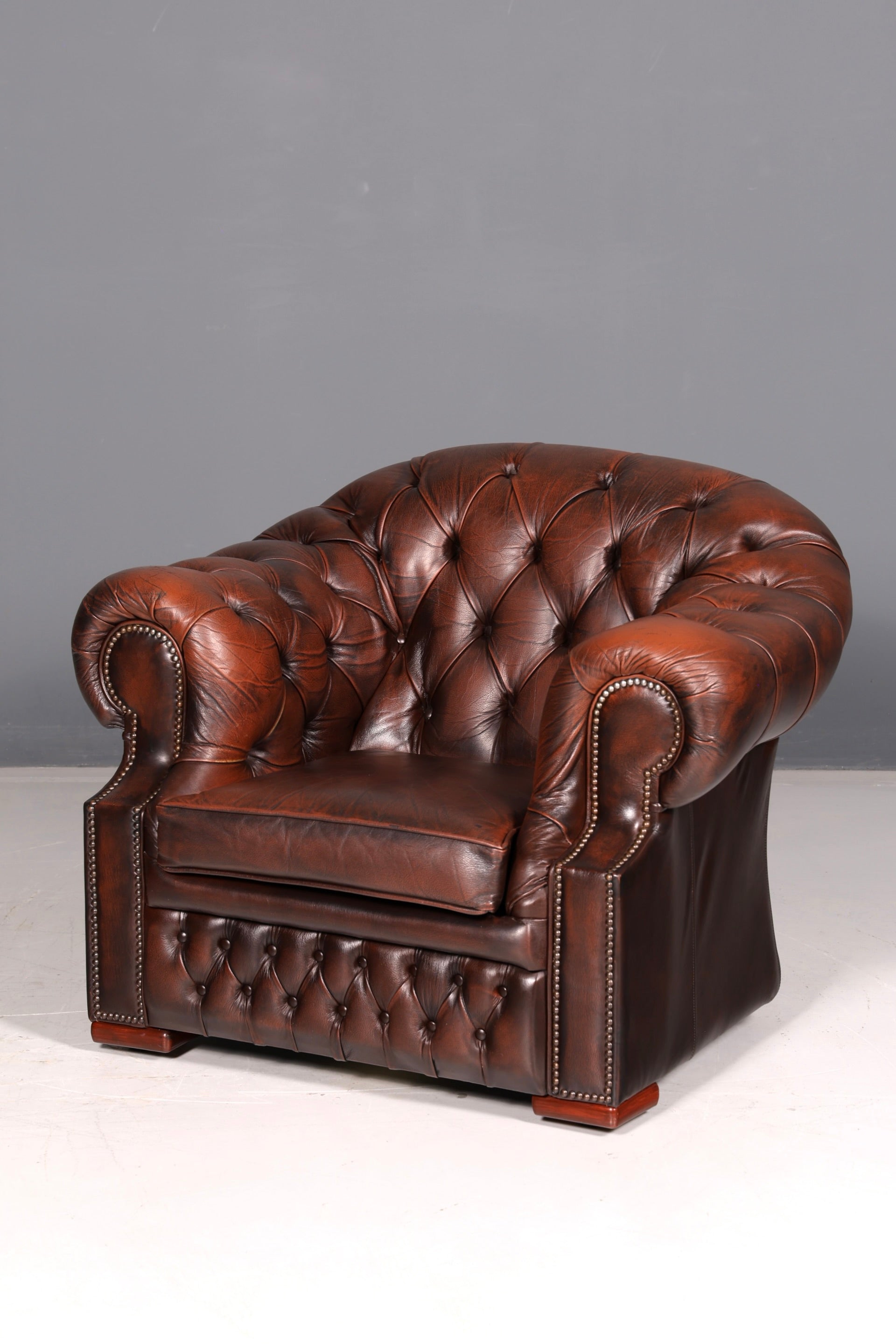 Wunderschöner Original Chesterfield Centurion Sessel Englischer Armlehnsessel Echt Leder Herrensessel Vintage