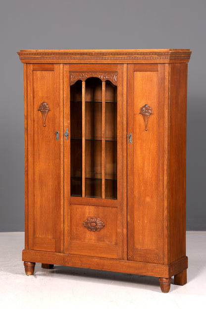 Traumhafte Jugendstil Vitrine Eiche Bücherschrank Kleiderschrank Geschirrschrank Buffet Schrank Antik Vintage