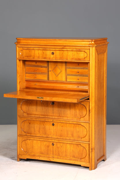 E893 Finish Stilvoller Biedermeier Sekretär Louis Philippe Vertiko Antik Kommode Schreibkommode Office Desk