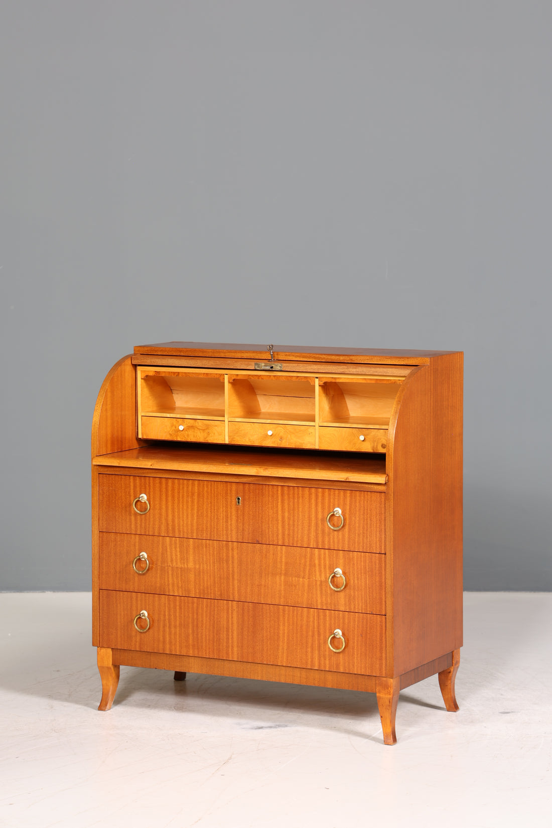 Traumhafter Mid Century Rollladen Sekretär echt Holz Büro Schrank Retro Schreibkommode