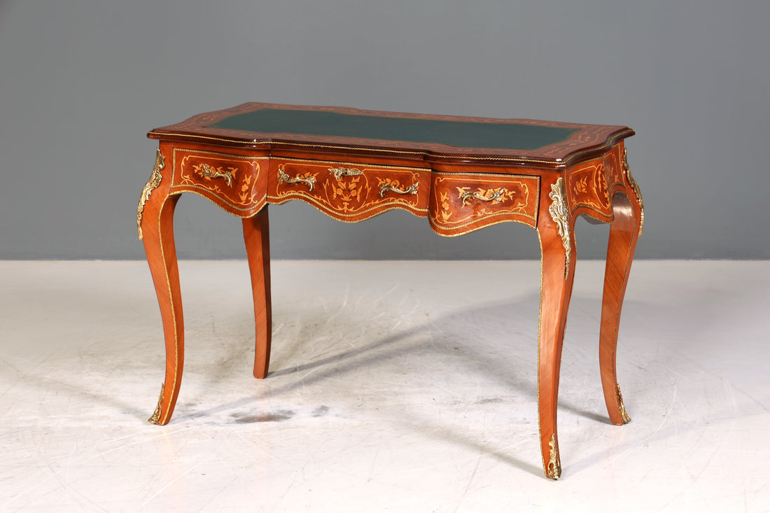 Traumhafter Louis XV Stil Schreibtisch French Desk Antik Barock Stil grün Bürotisch