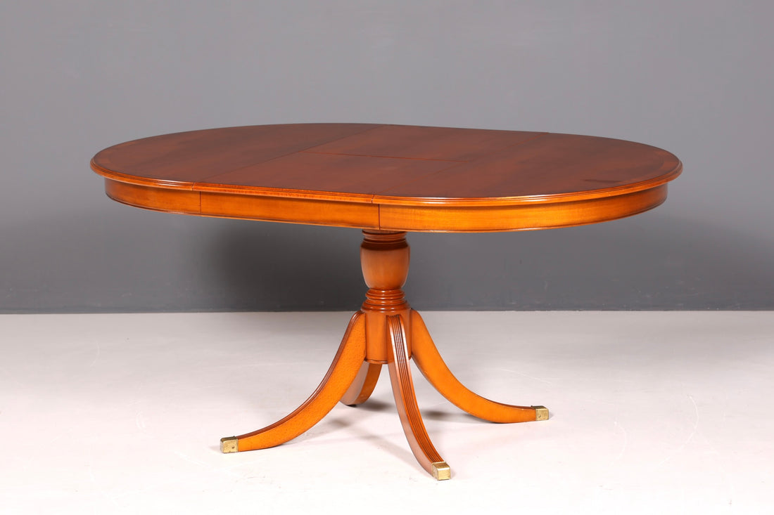 G094 Finish cm Wunderschöner Englischer Tisch ausziehbarer Esstisch Antik Stil 60s Küchentisch Eibe