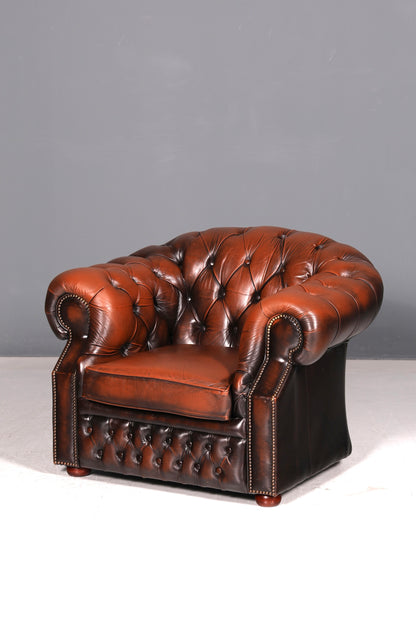 Edler Original Chesterfield Centurion Sessel Echt Leder Englischer Armlehnsessel Herrensessel UK Antik Vintage
