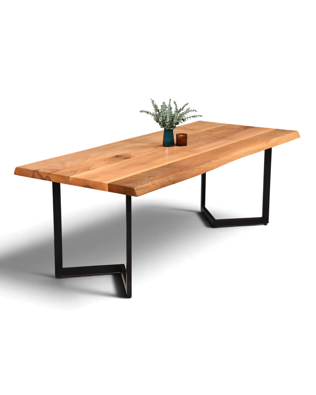 Nussbaum Tisch 220cm-95cm Esszimmer Tisch Baumkanten Platte massiv – Hauptstadt Möblerei Berlin
