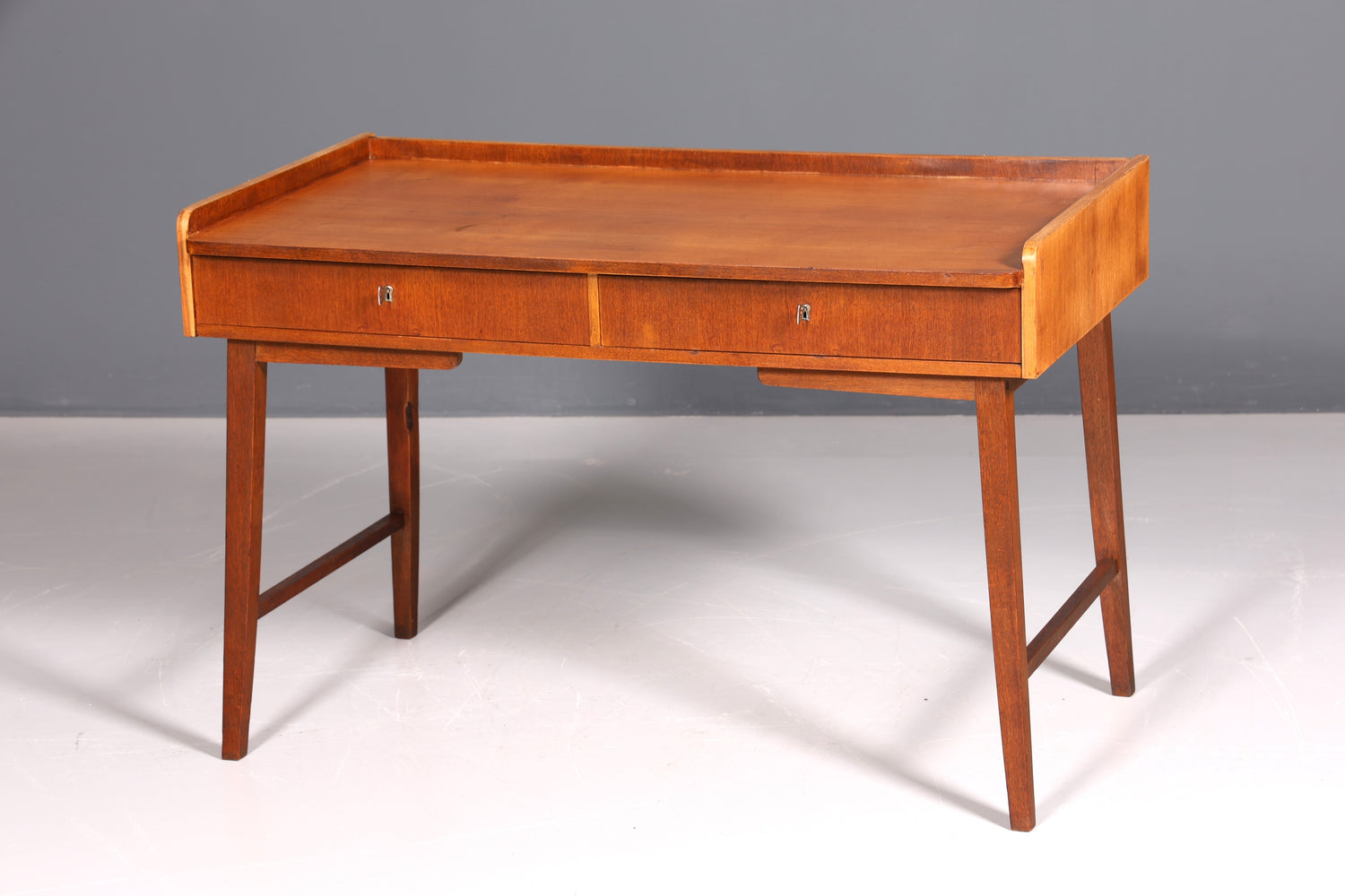 Beautiful mid-century teak wood desk, Danish design office table, 1960s style.