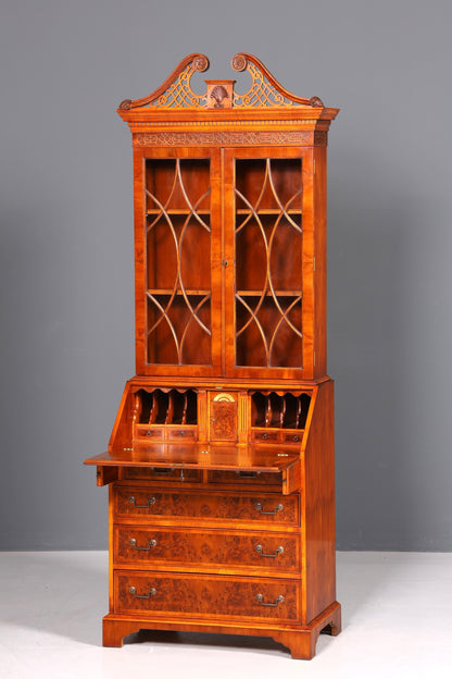 Stilvoller Englischer Sekretär Original Wade Büro Aufsatzsekretär Antik 60s Vitrinen Schrank UK