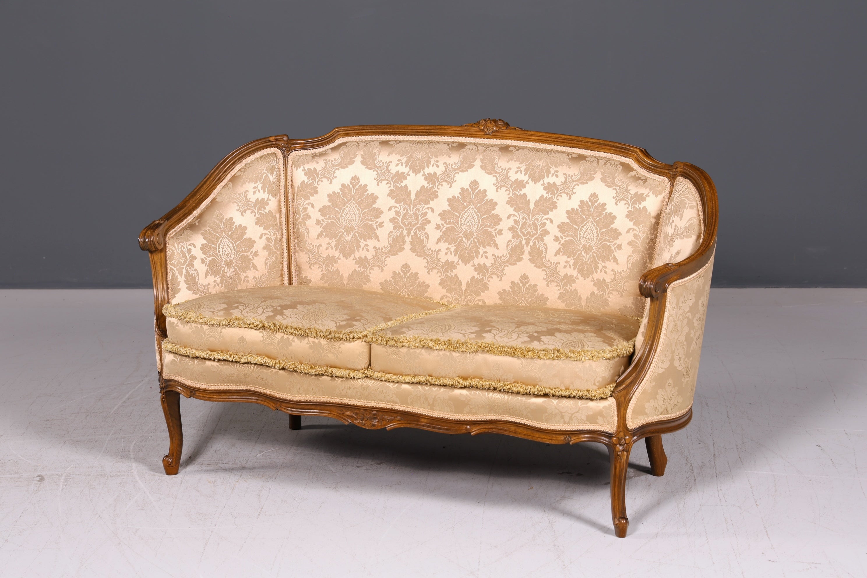 Wunderschönes Chippendale Sofa Barock Stil Couch Samt Stoff Rococo 2-Sitzer Canapé