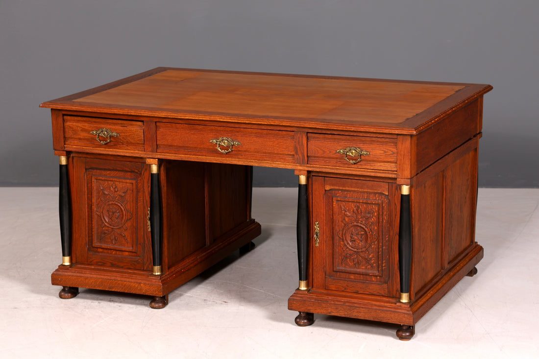 Traumhafter Gründerzeit Schreibtisch Jugendstil Bürotisch echt Holz Antik Office Desk