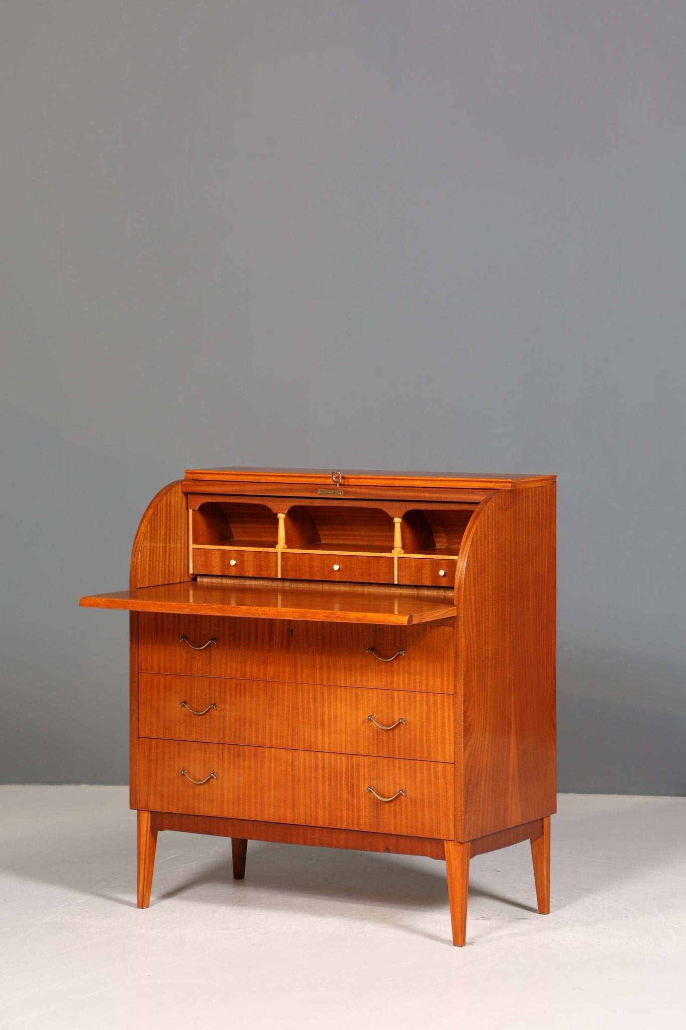 Wunderschöner Mid Century Rollladen Sekretär echt Holz Büro Schrank Vintage Schreibkommode