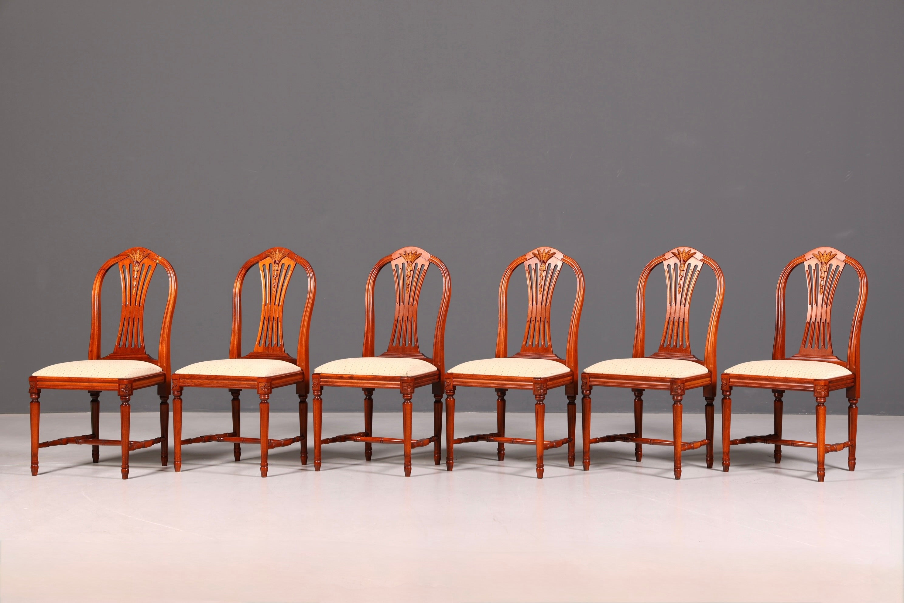Edles 6er Set Stühle Gustavianischer Stil Englisch Esszimmerstühle Antik Polsterstuhl Set