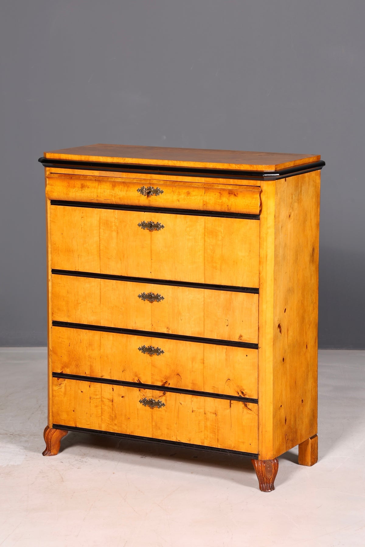 Wunderschöne Biedermeier Kommode Antik Vertiko Schubladenkommode Birke um 1850 Massivholz