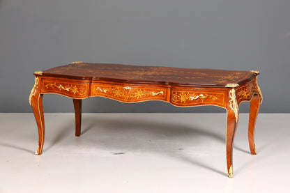 Prächtiger XXL Louis XV Stil Schreibtisch French Desk Antik Intarsien Bürotisch Office Table