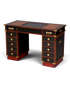 Hauptstadt Möblerei maritimer Schreibtisch im Military Chest Stil aus Holz mit schwarzer Lederauflage und Messing
