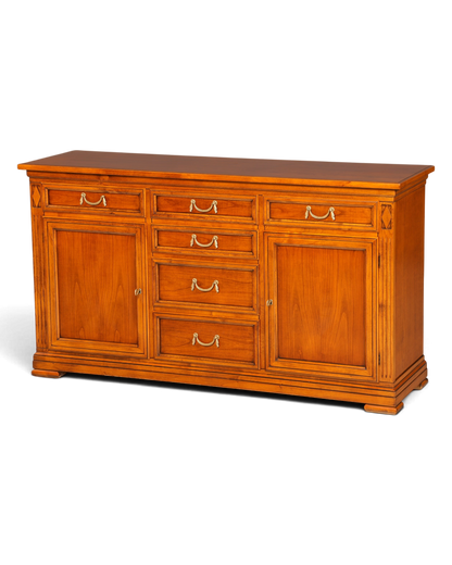 Hauptstadt Möblerei Selva Sideboard Villa Borghese aus Echtholz im antiken Stil mit Schubladen und Messinggriffen