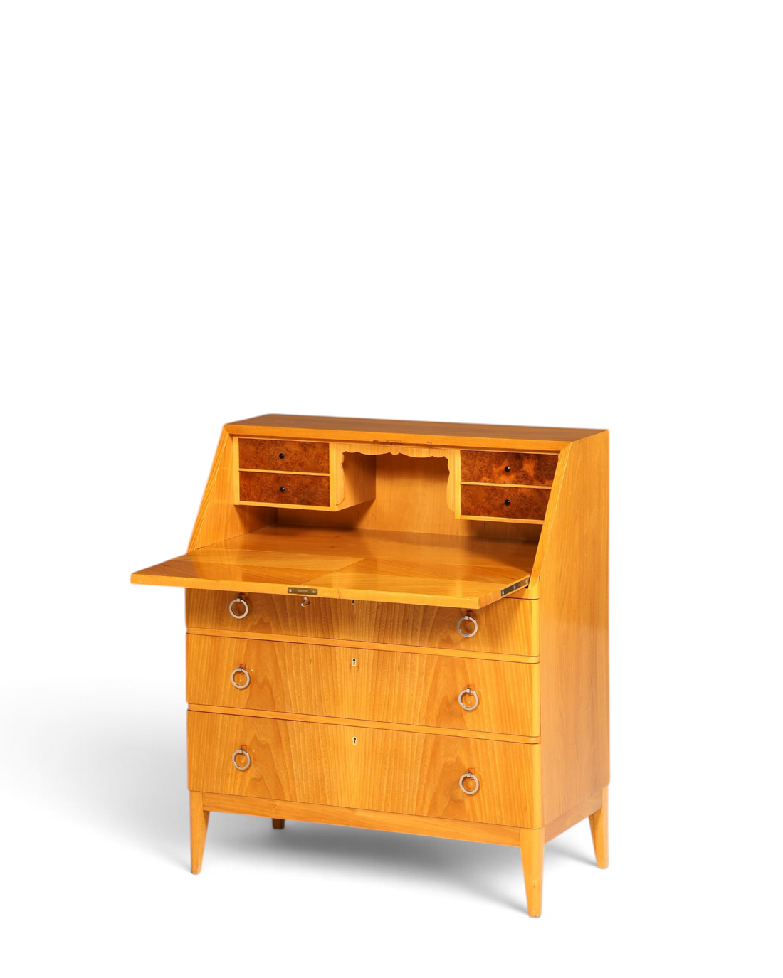 Schlichter Mid Century Sekretär Vintage Schreibmöbel echt Holz Kommode Retro Office Secretary