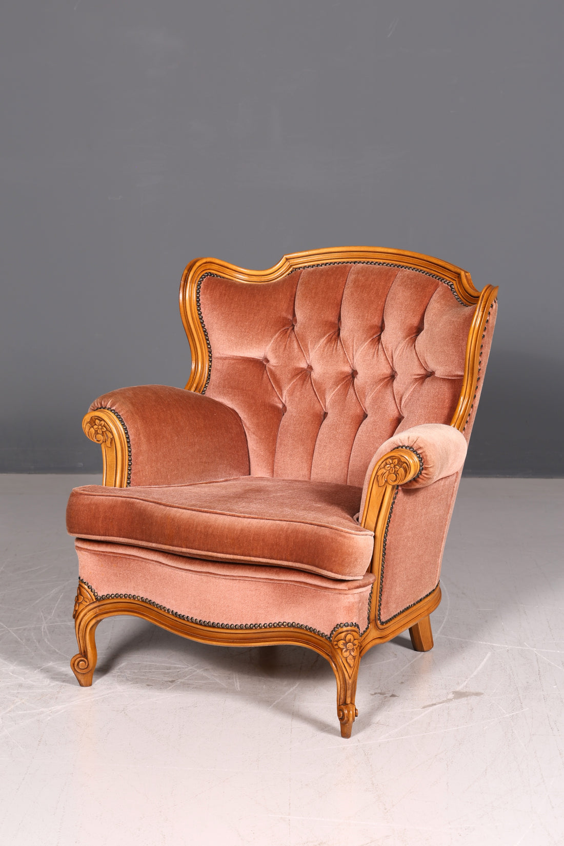 Edler Chippendale Armlehnsessel Barock Stil Samt Stoff Sessel Armchair Rococo Antik 2 von 4