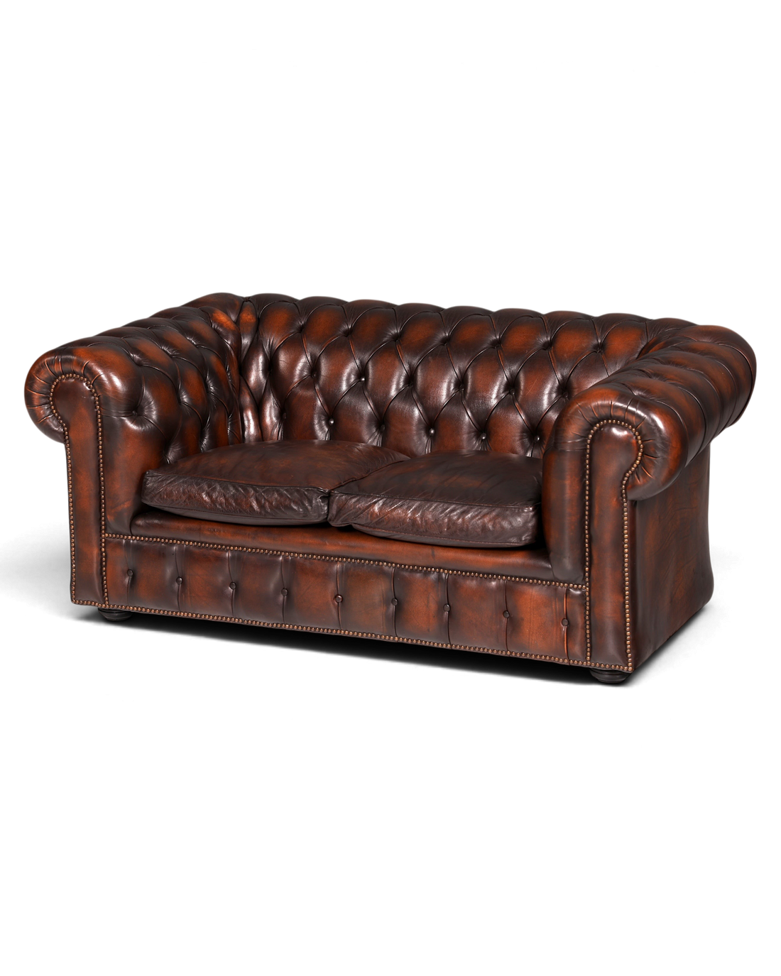 Edles Original Chesterfield Sofa 2-Sitzer Couch Echt Leder Englisch Antik Polstersofa