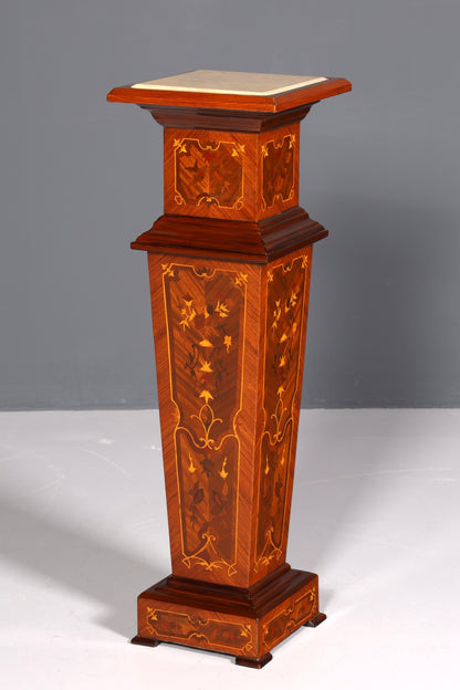 Stylish Baroque style column, Louis XV flower column, natural stone inlays, marble shelf, table