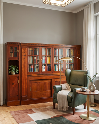 Beautiful XXL Art Nouveau display cabinet antique wooden bookcase oak antique cabinet crockery cabinet buffet library