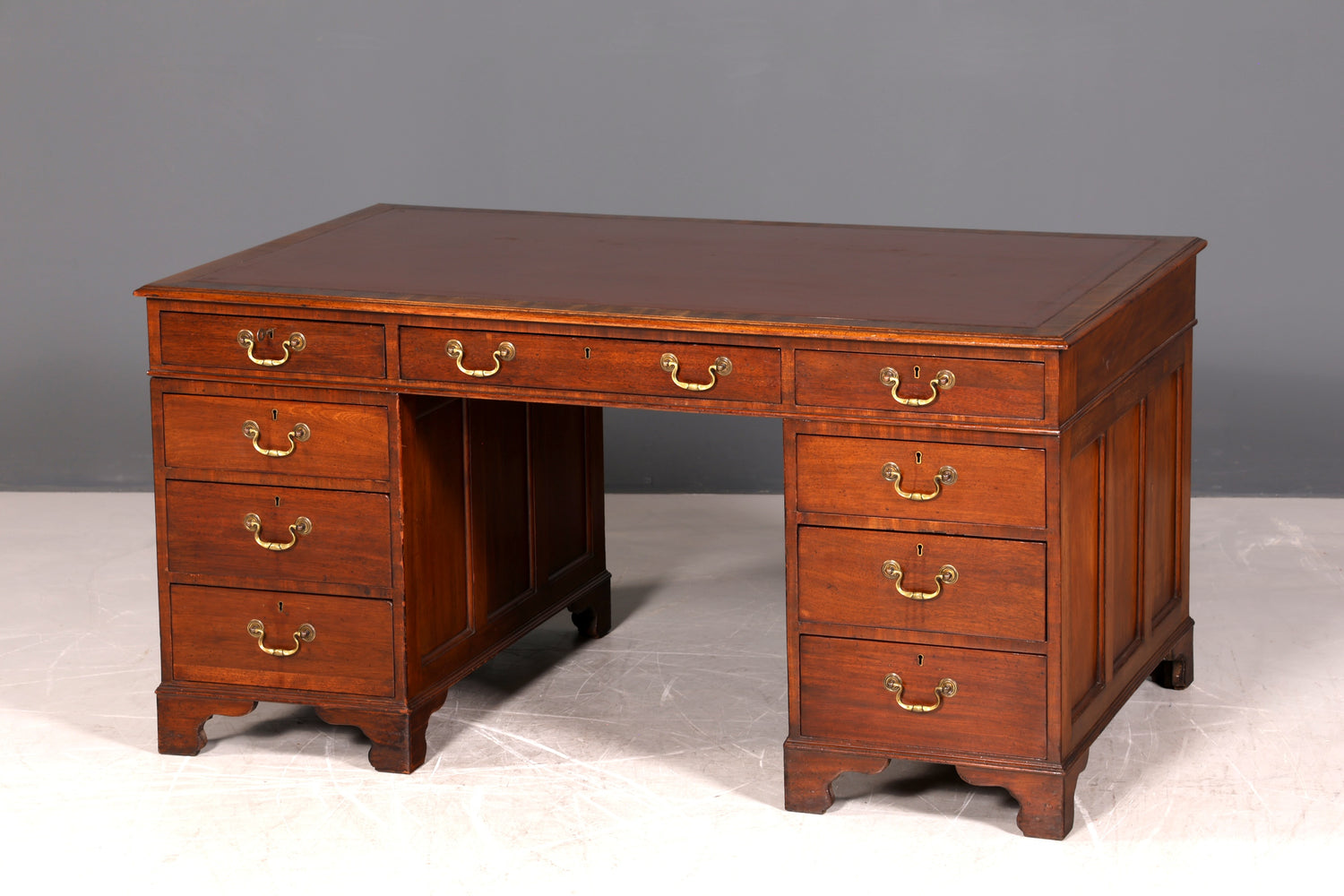 Wunderschöner Englischer Schreibtisch echt Lederauflage Bürotisch Antik Stil Office Desk