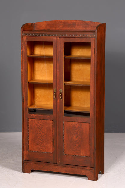 G045 Finish Traumhafte Jugendstil Vitrine Antike Holz Bücherschrank Eiche Antik Schrank Geschirrschrank