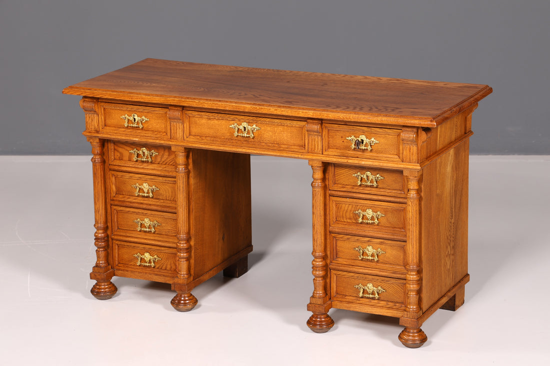 Stunning Gründerzeit Art Nouveau desk, antique solid wood office table