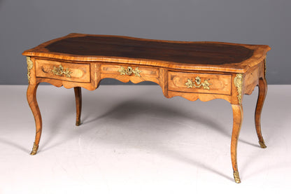 Majestätischer Original Louis XV Schreibtisch 1780 Bureau Plat French Desk echt Leder Antik Bürotisch Office Desk
