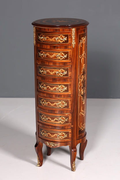 Dreamy Baroque style chest of drawers, vertico, drawer chest with inlaid details, 7 drawers