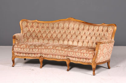 Wunderschönes Chippendale Sofa Barock Stil Couch Samt Stoff 3 Sitzer Antik Vintage