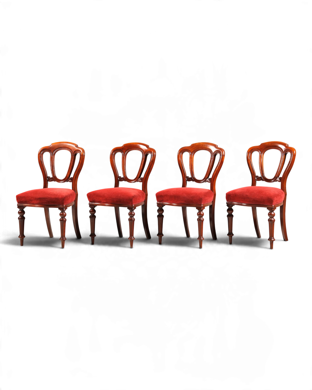 4x antique Victorian mahogany dining chairs, English balloon-back chairs, chair set