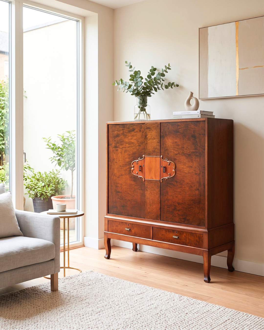 Beautiful Chippendale Cabinet Baroque Style Vertico Highboard Antique 50s 60s Chest of Drawers
