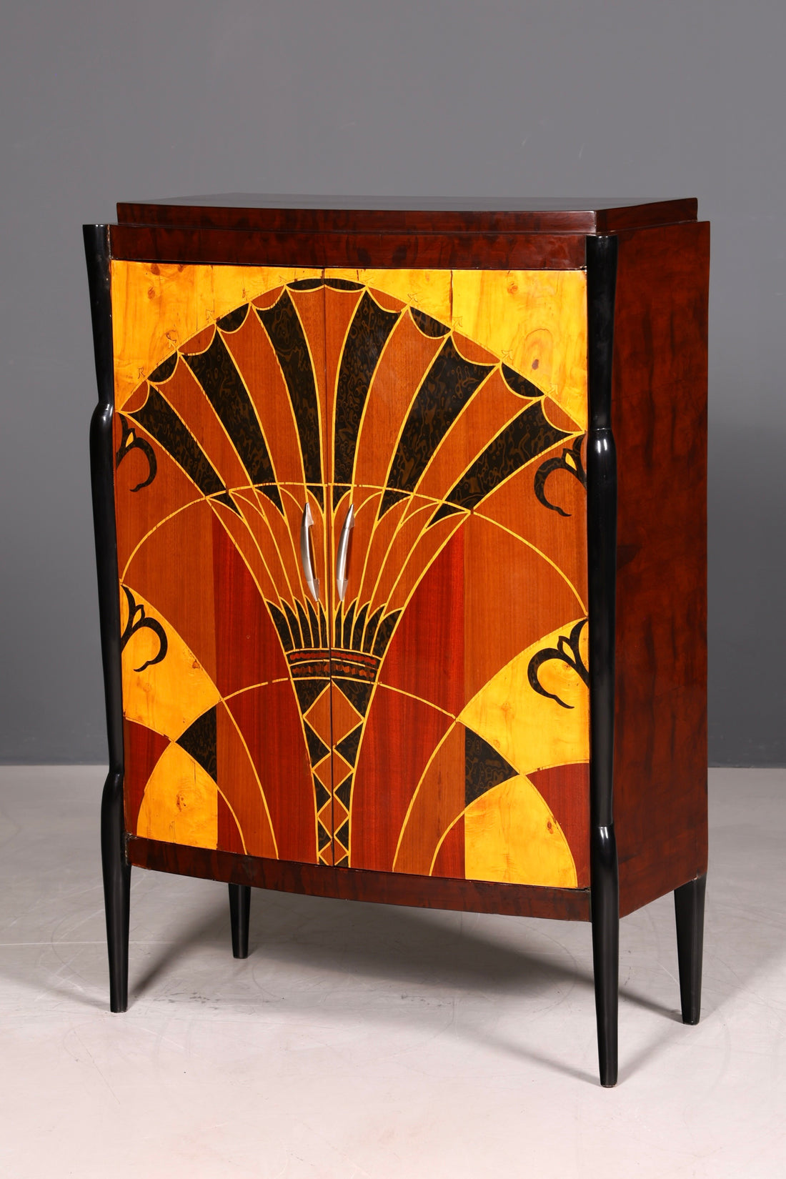 Wunderschönes Art Deco Stil Highboard Schrank Kommode Vertiko Sun Cabinet