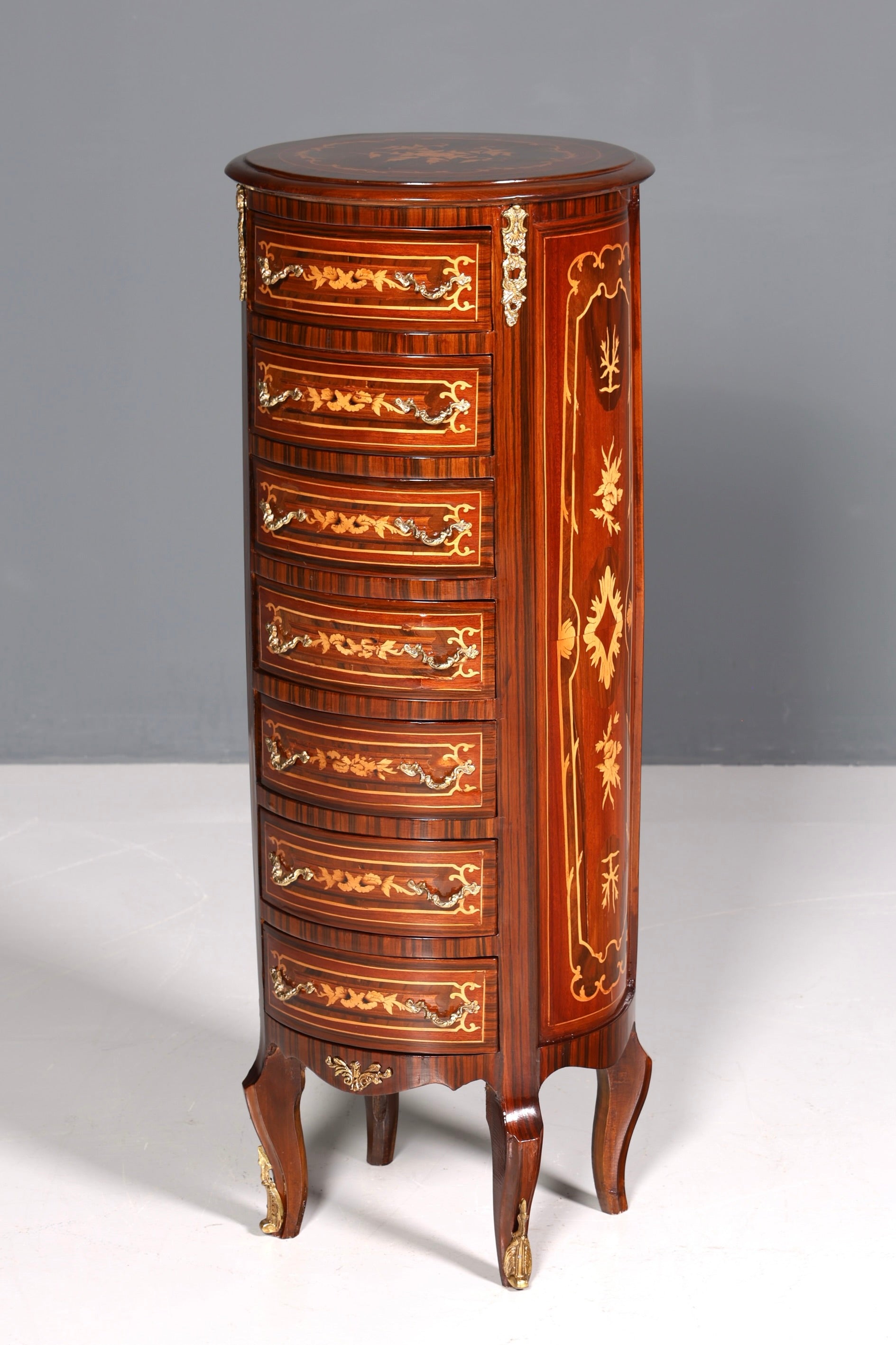 Elegant Baroque style chest of drawers, vertico, drawer chest with inlays, 7 drawers