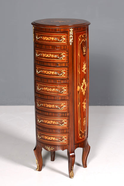 Elegant Baroque style chest of drawers, vertico, drawer chest with inlays, 7 drawers