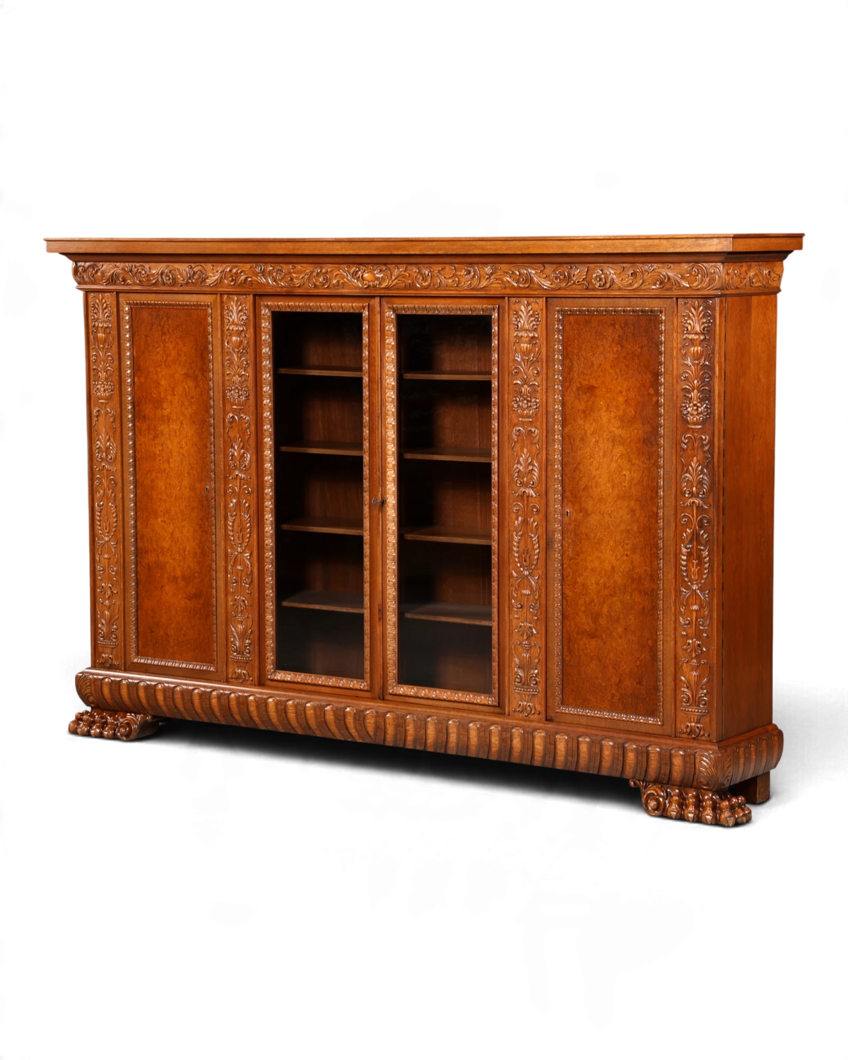 Stunning XXL Neo-Renaissance bookcase with lion's feet, antique display cabinet, study, Gründerzeit cabinet, library, law office