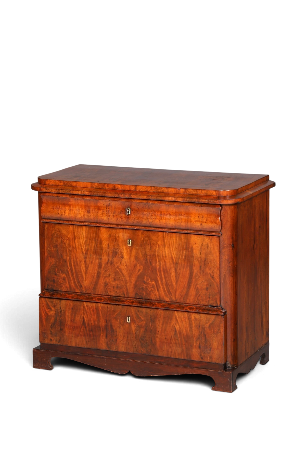 Hauptstadt Möblerei Louis Philippe Kommode aus Nussbaumholz mit drei Schubladen im antiken Stil um 1890