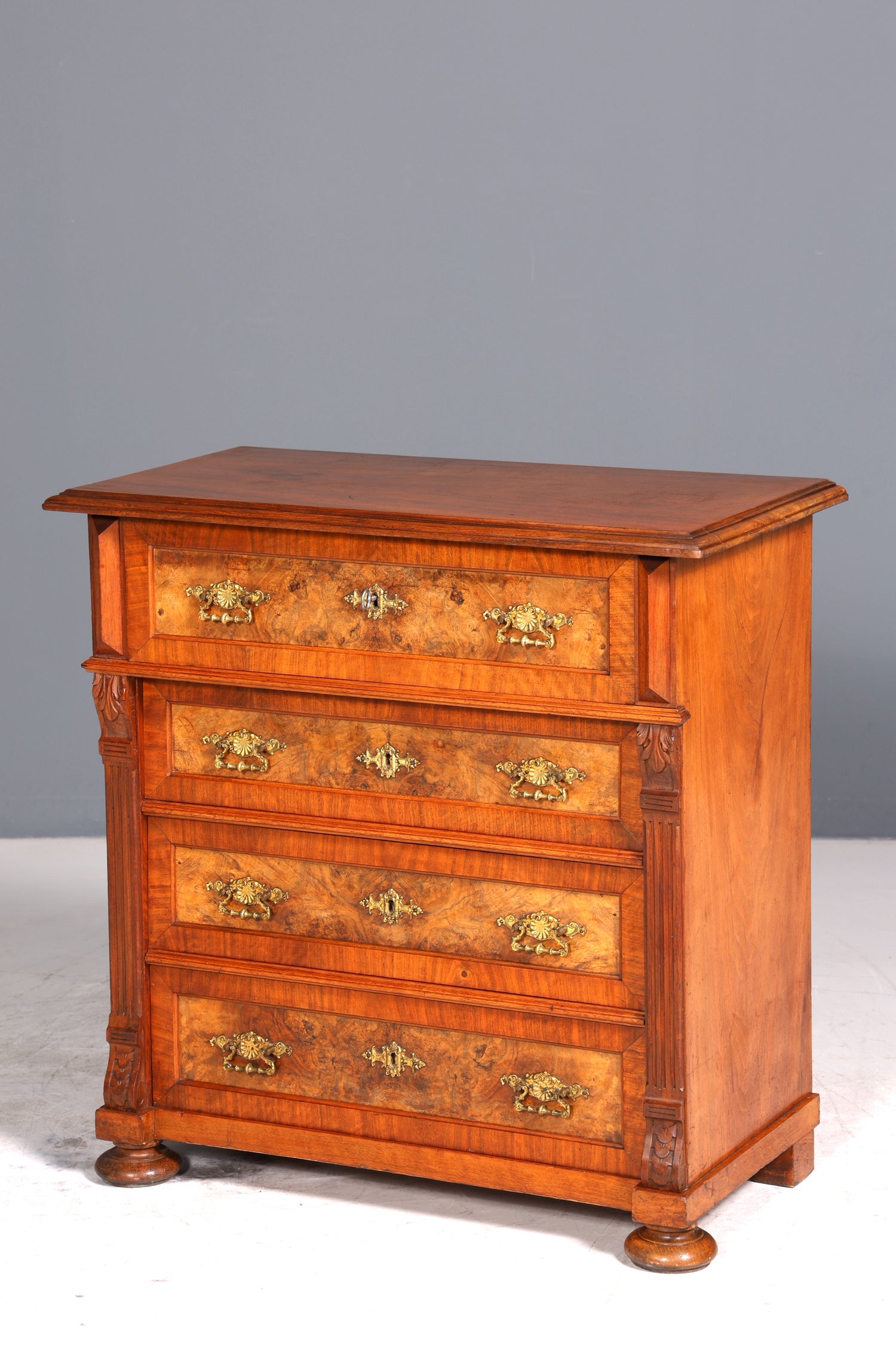 E908 Finish cm, Wunderschöne Gründerzeit Kommode Louis Philippe Nussbaum Schubladen Kommode Sideboard um 1880