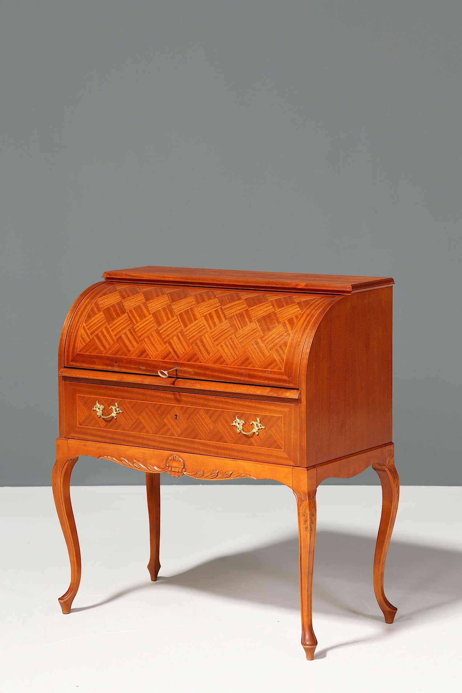 Stilvoller Schwedischer Rolladen Sekretär echt Holz Büro Kommode skandinavisches Design