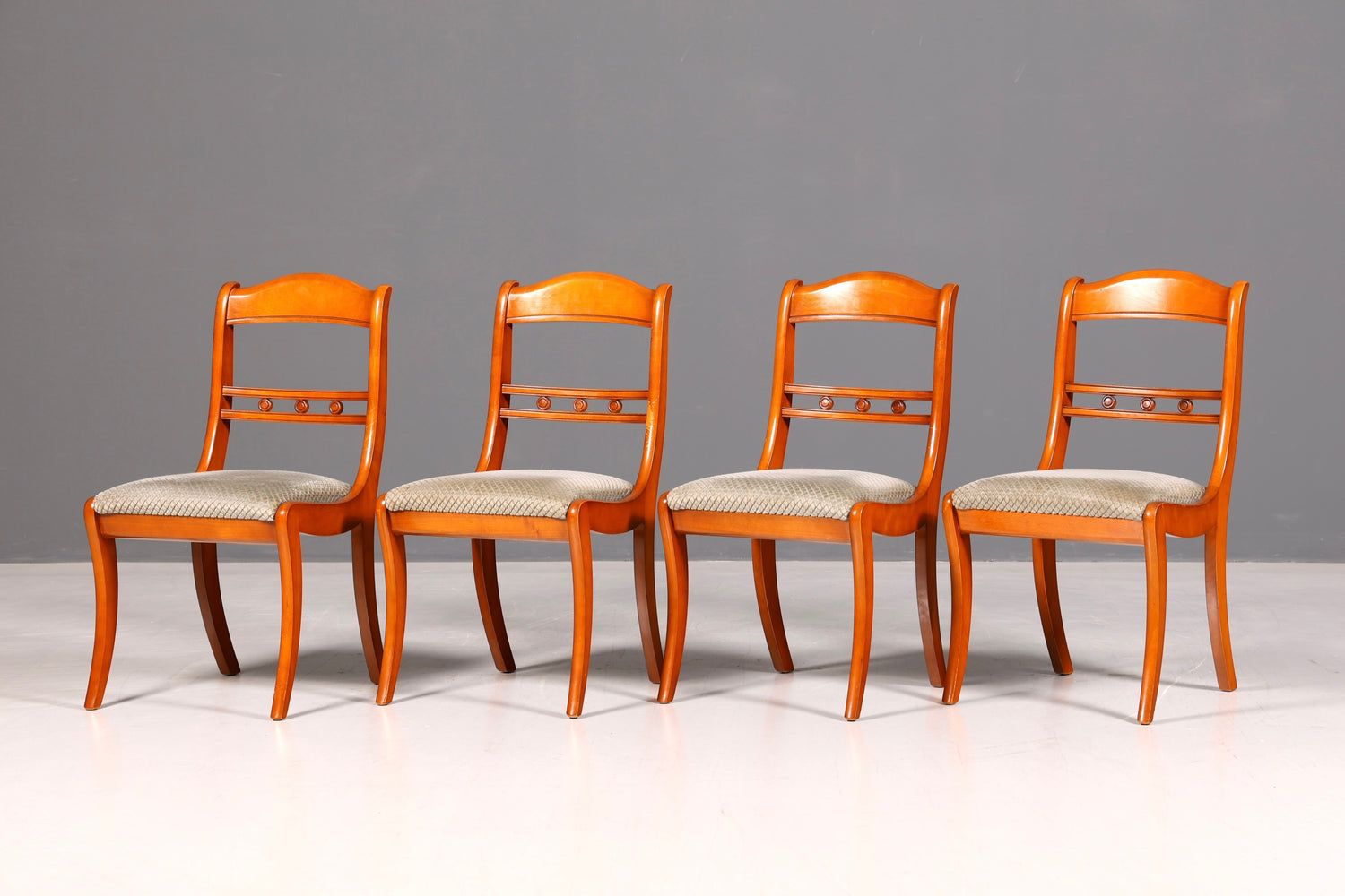 4x Englische Stühle Set Regency Dining Chairs Antik Esszimmerstühle Küchenstühle Stuhlset Vintage 60er
