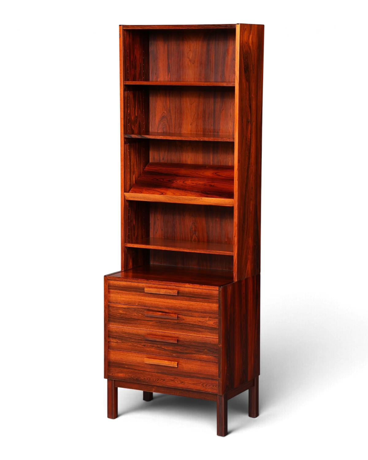 Traumhaftes Mid Century Bücherregal Palisander Vintage Regal mit Schubladen Retro Schrank Vertiko Kommode 60er Jahre