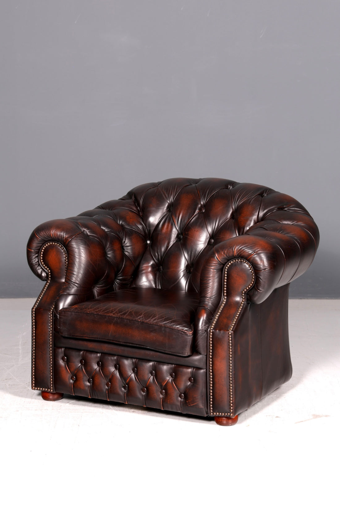 Noble Original Chesterfield Centurion Armchair Brown Genuine Leather English Armchair Gentleman’s Chair UK 1 of 2
