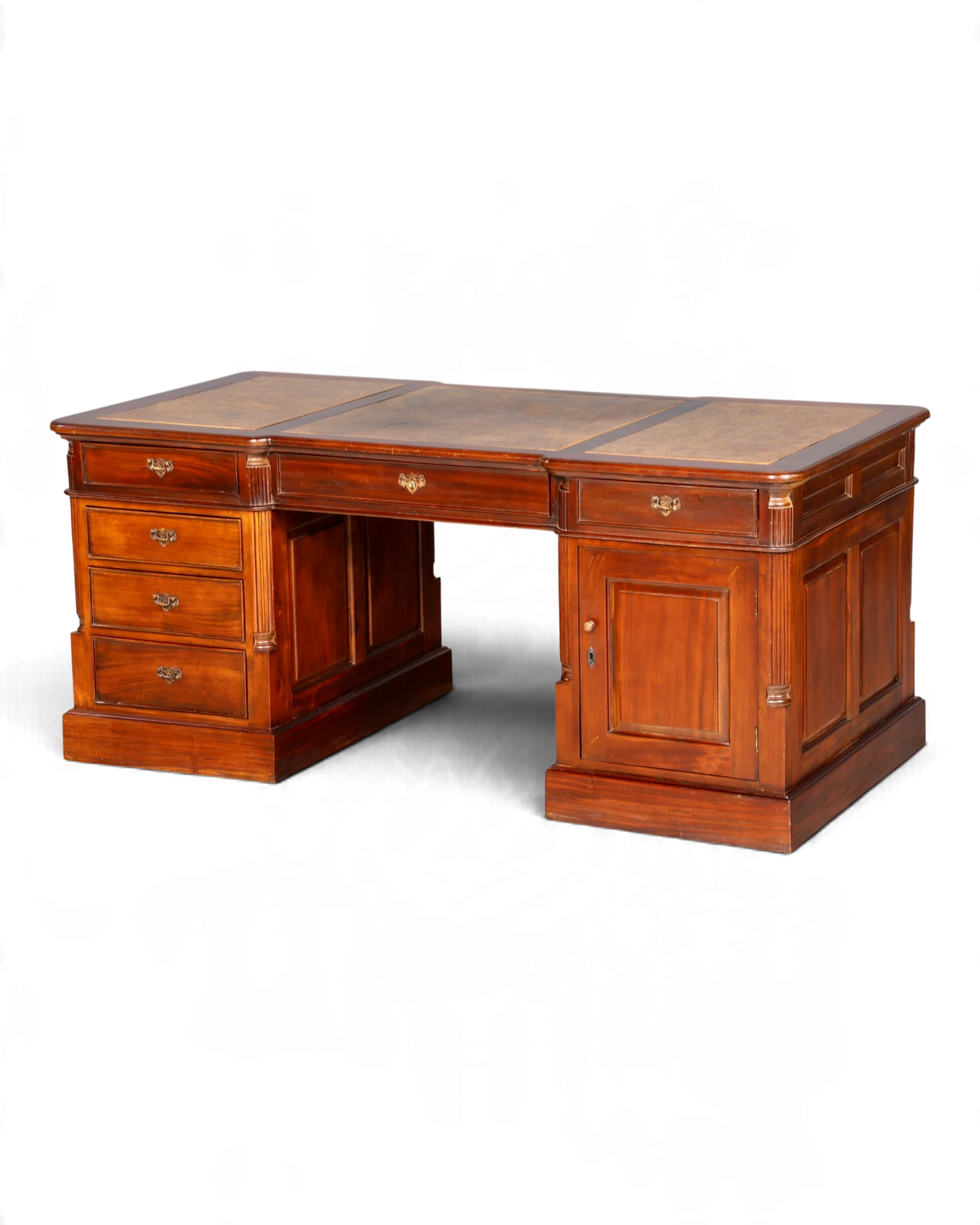 Beautiful English Partner Desk Leather Top Desk Office Desk English Vintage Solid Wood