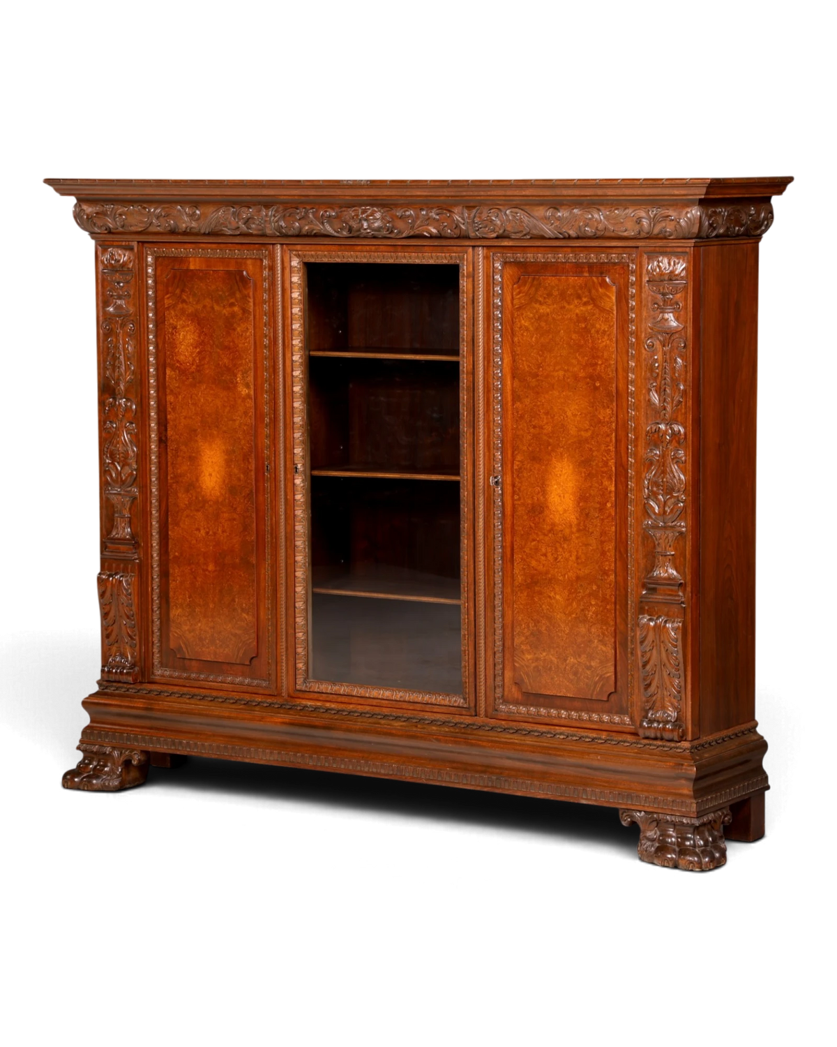 I177 Finish Wunderschöner Neorenaissance Bücherschrank Antik Vitrine Herrenzimmer Gründerzeit Buffet Schrank Regal Kanzlei (Kopie)