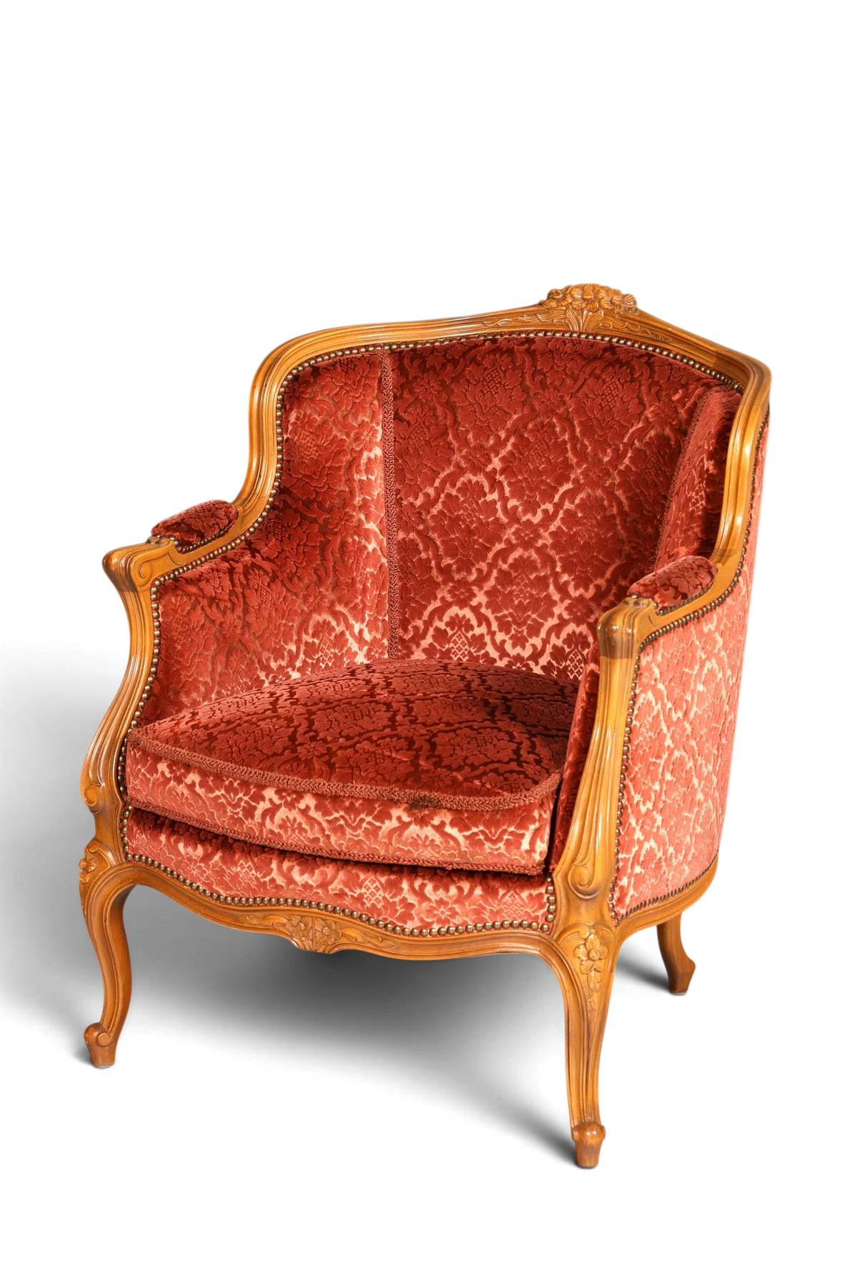 Edler Chippendale Armlehnsessel Barock Stil Sessel Samt Stoff Armchair Sessel 2 von 2
