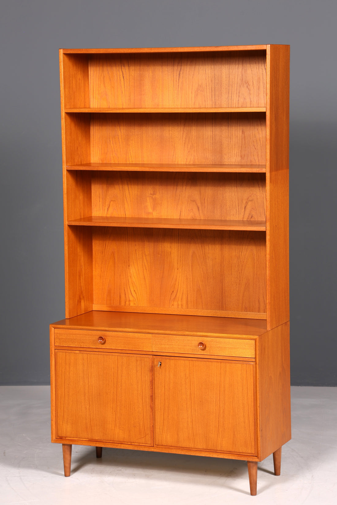 Traumhaftes Mid Century Regal Teak Holz Schrank Danish Design Retro Kommode Vintage Bücherregal 60er Jahre 2 von 2