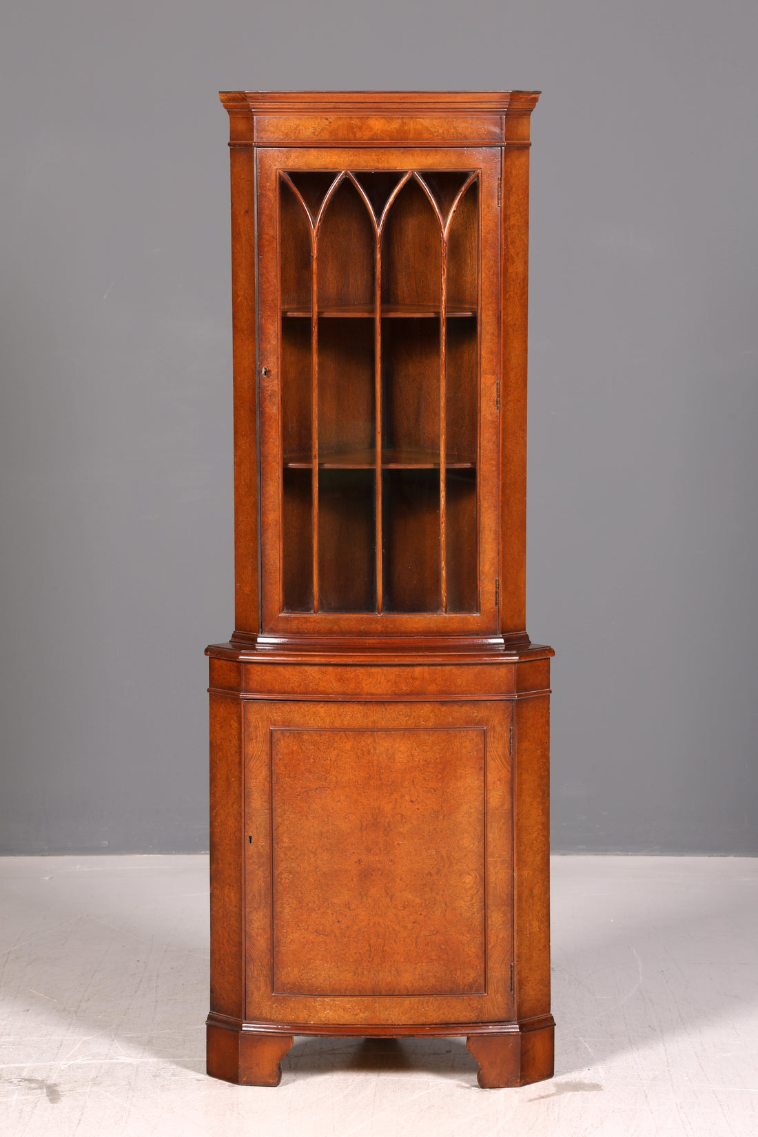 Beautiful English Corner Display Cabinet, Mahogany Corner Cabinet, Glass Display Cabinet, Antique Solid Wood Vintage
