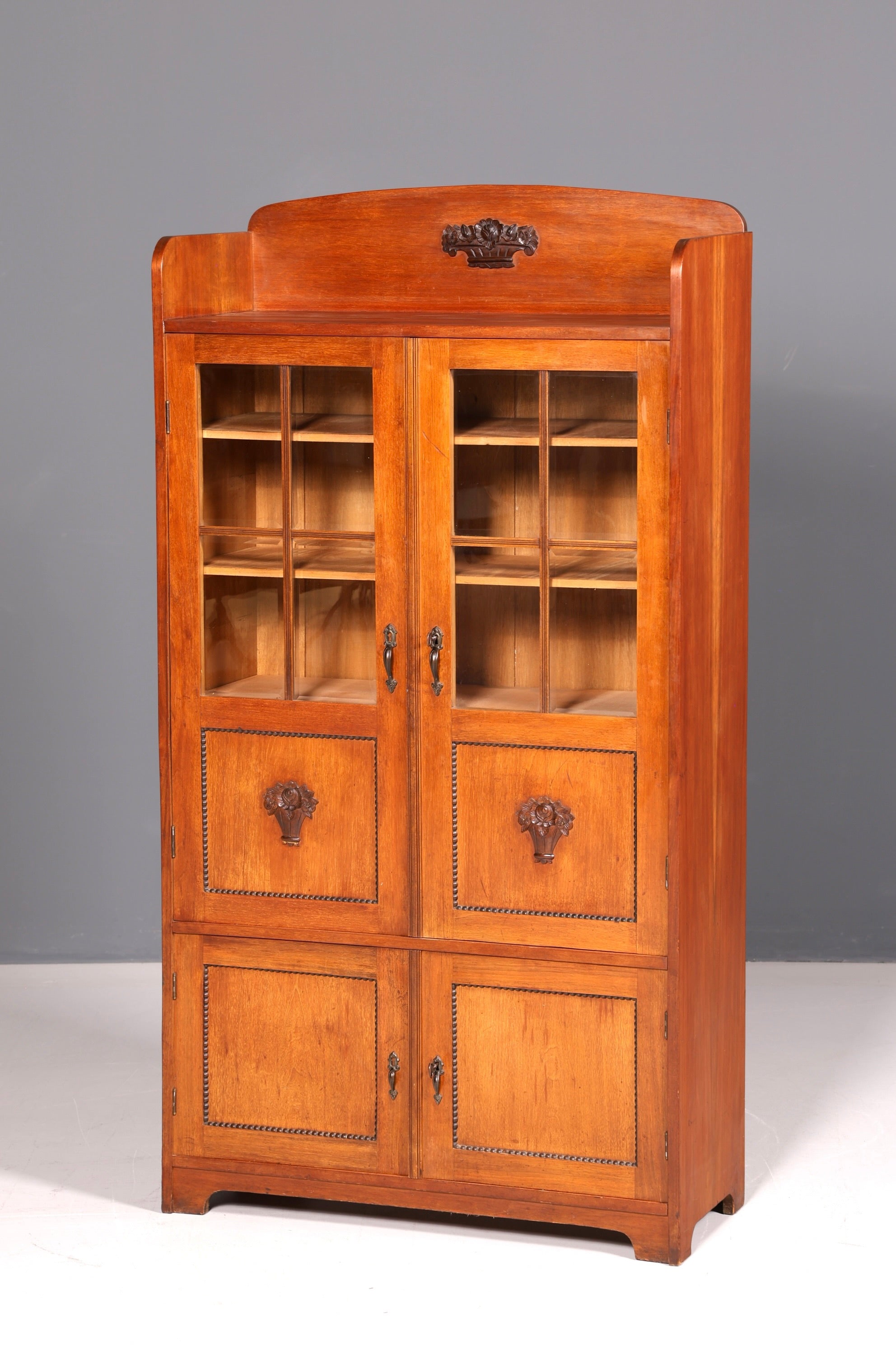Traumhafte Jugendstil Vitrine Antik Holz Bücherschrank Eiche Antik Schrank Geschirrschrank