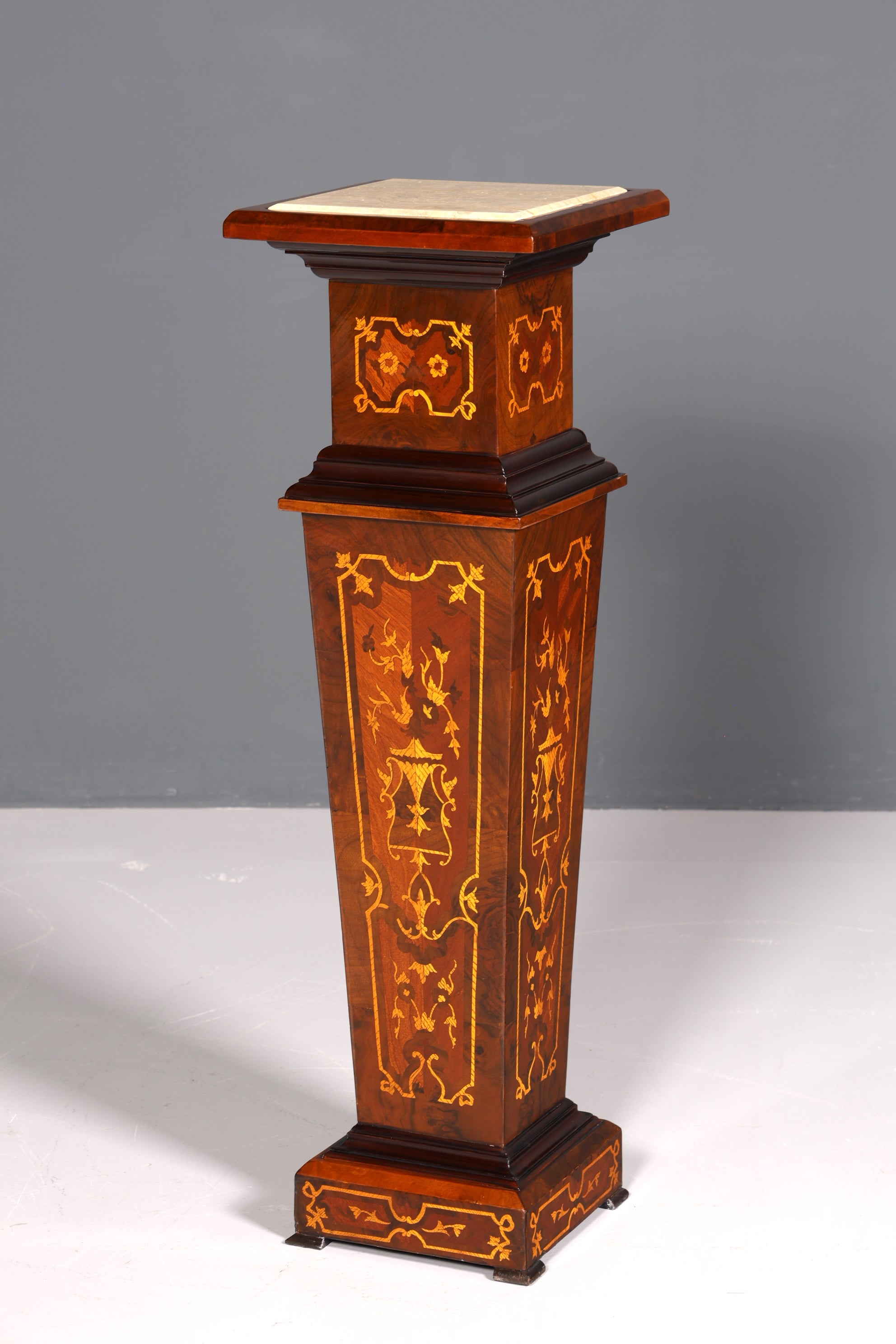 Stylish Baroque style column, Louis XV flower column, natural stone marble inlays, shelf, table